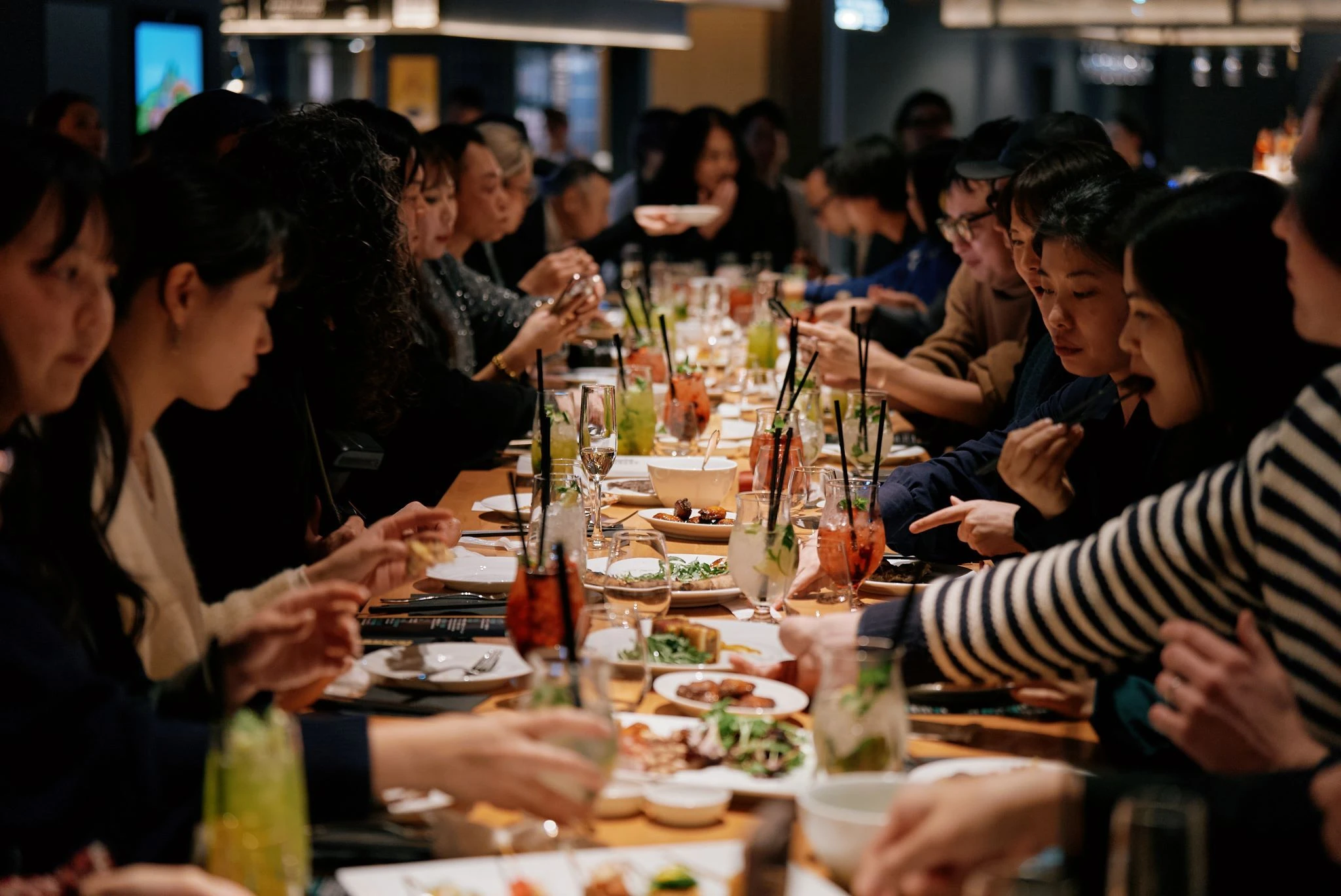 People dining at newly-opened Time Out Market Osaka