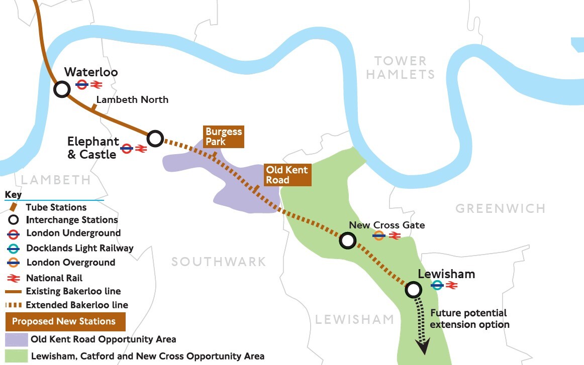 Proposed map for Bakerloo line extension