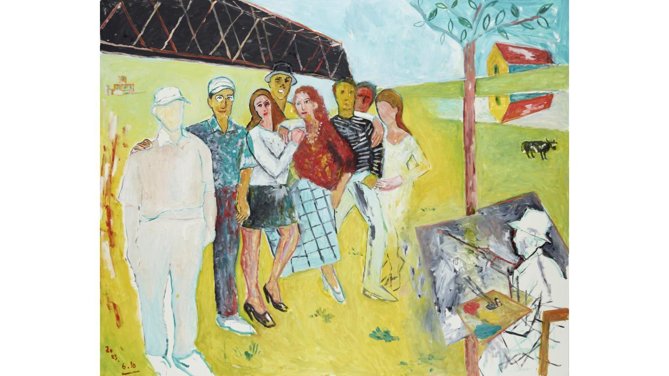 人物画 油絵 横尾忠則 悠久の愛 F8号 額付き 手描き 肉筆 人物画 油絵