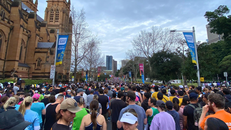 Crowd at start line of City2Surf race