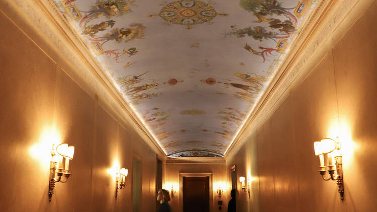 The Frick Collection hallway with painted ceiling
