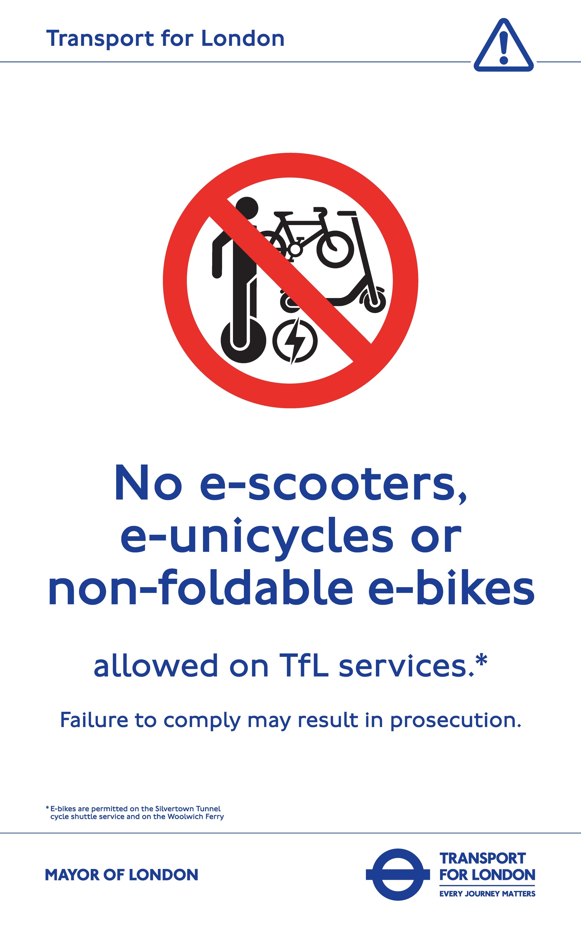 TfL e-scooter and e-bike ban poster