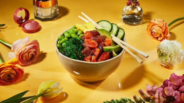 Salmon and Tuna Mix Poke, Gourmet Sushi