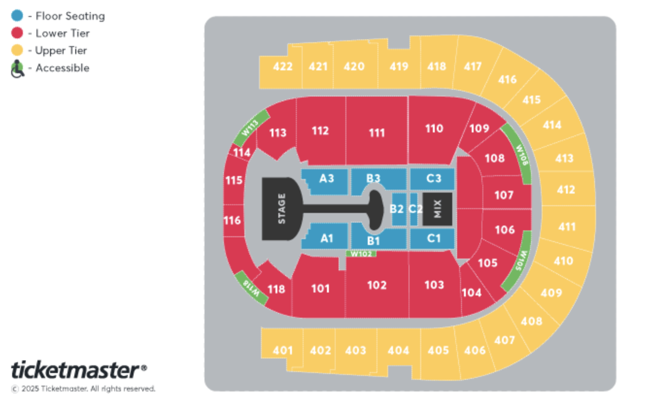 Lady Gaga seating map for London Mayhem Ball tour