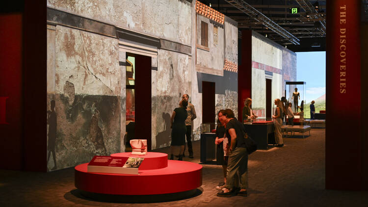 The inside of the Pompeii exhibition 