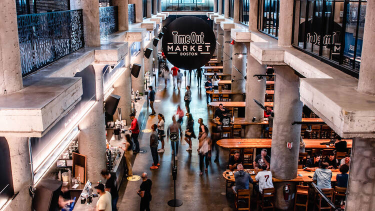 The main dining area at Time Out Market Boston