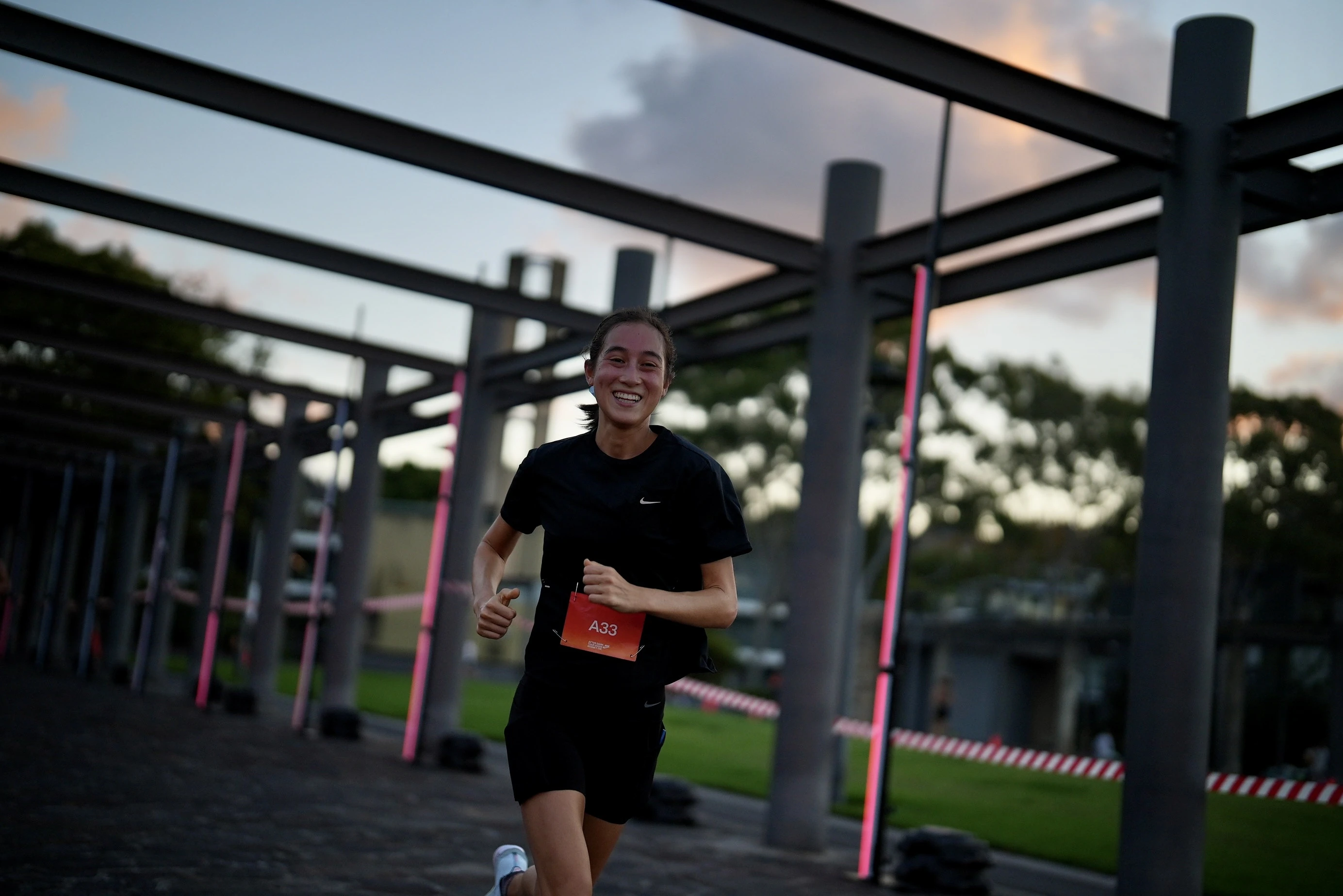 Female runner on course