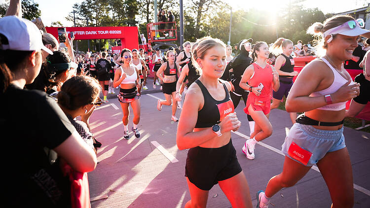 Women running in half marathon
