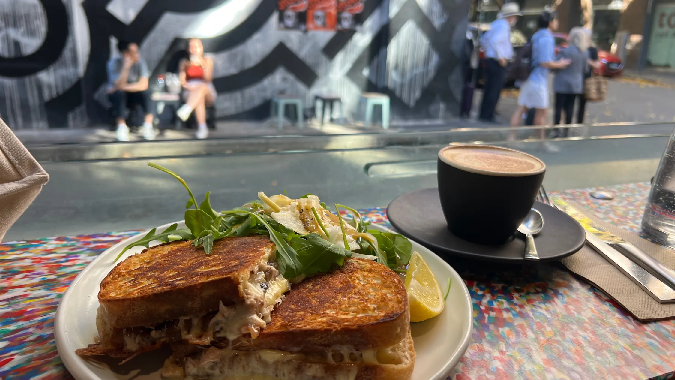 Sandwich and coffee at Single O