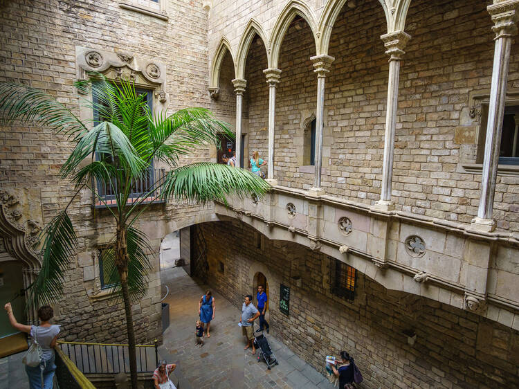 Inner courtyard of the famous Museu Picasso in Barcelona Catalonia Spain. Located in La Ribera district, it hosts the widest collections of artworks by Pablo Picasso