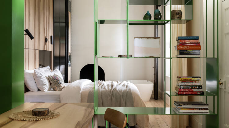 The bedroom in suite one of Drift House.