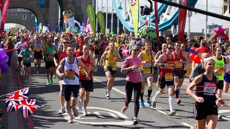 London Marathon over Tower Bridge