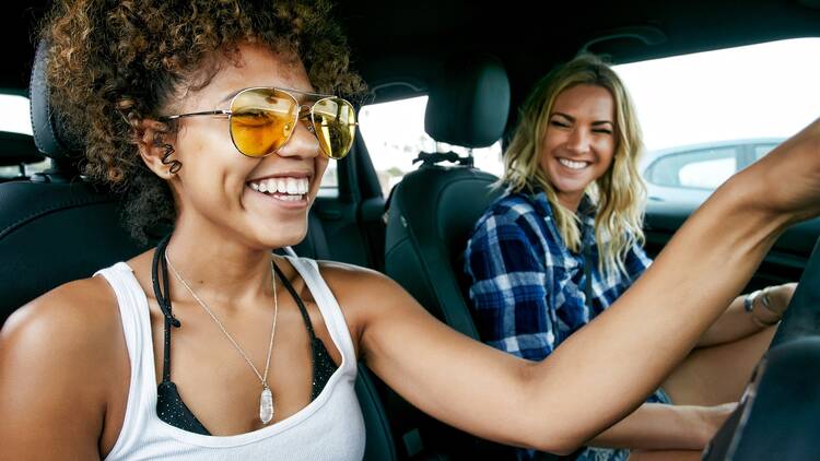 Two friends in the car