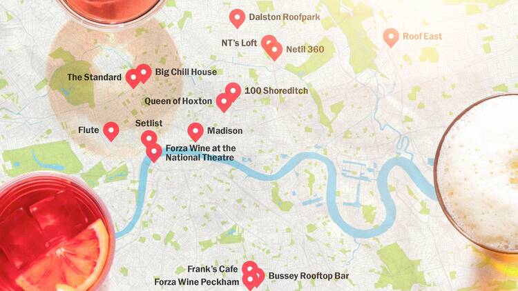 The 15 best rooftop bars in London, mapped