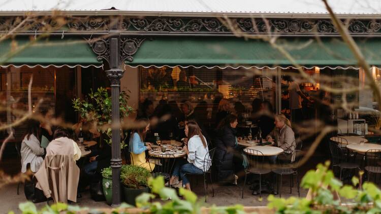 The patio of a busy Armadale wine bar.