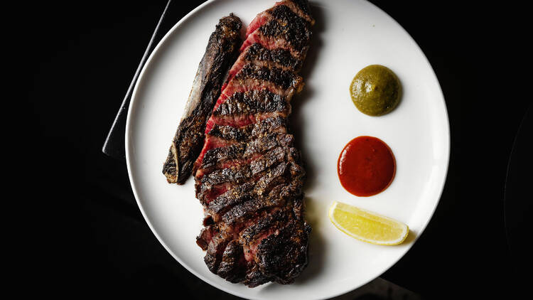 Steak and condiments at 20 Chapel