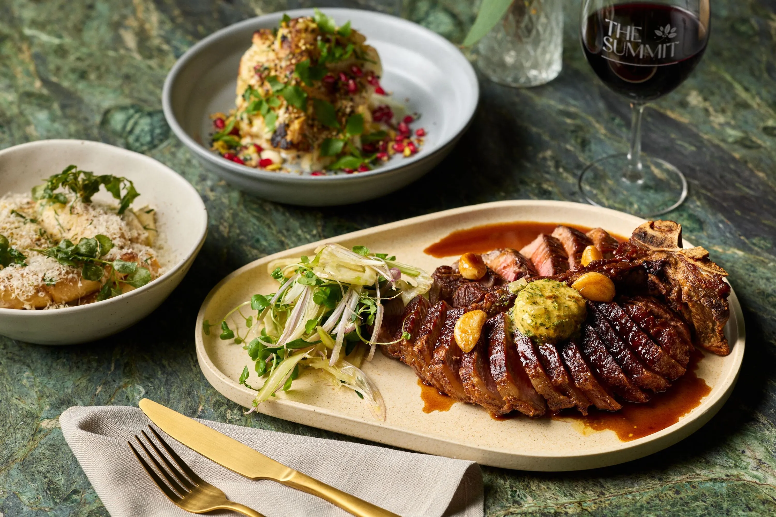 Steak with sides