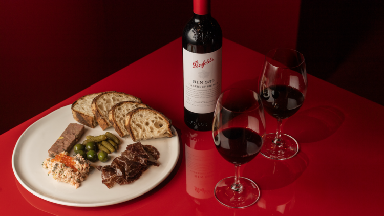 Glasses of wine and gourmet snacks at the pop-up Penfolds Bar