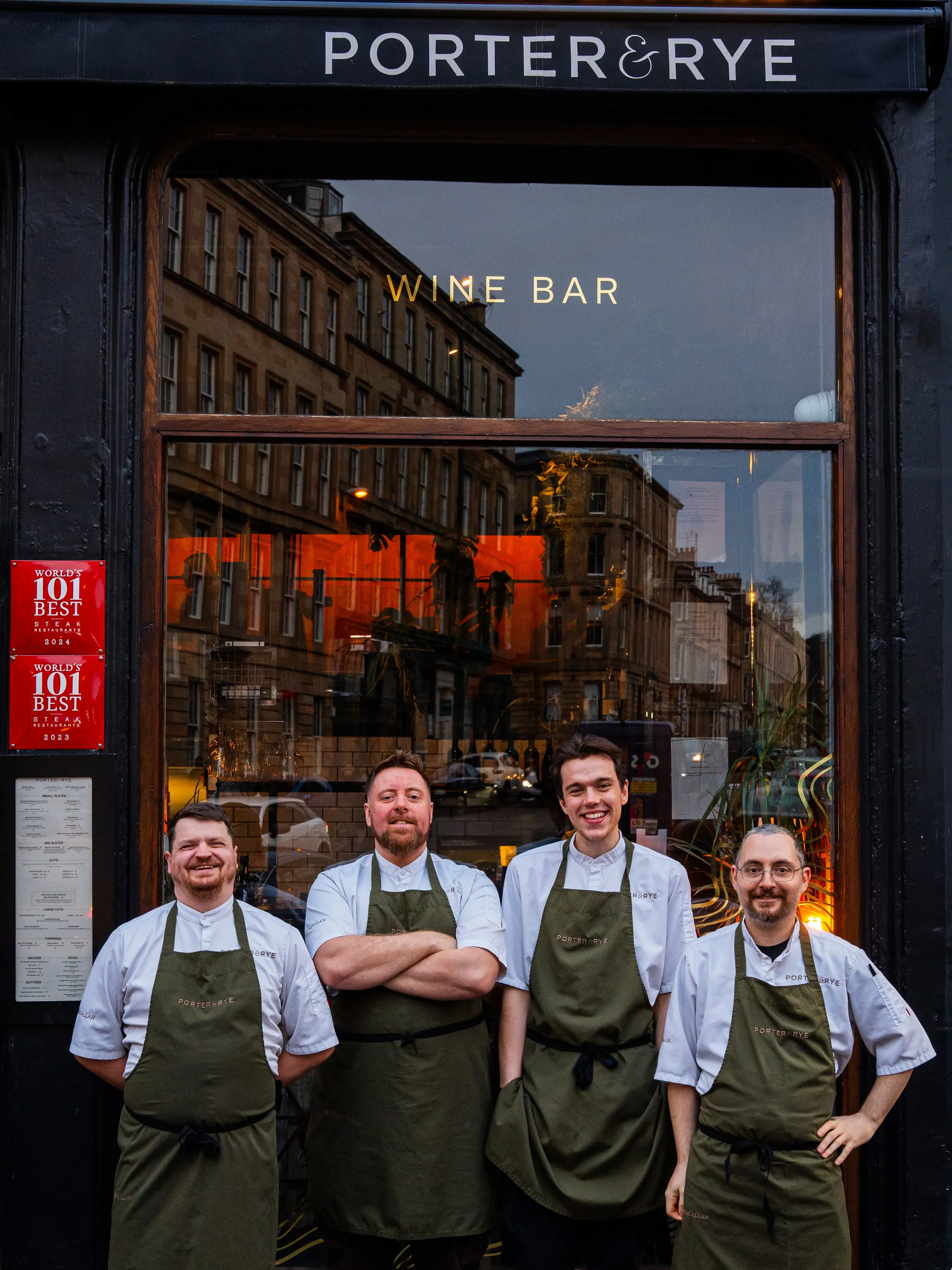 Staff outside Porter and Rye restaurant, Glasgow