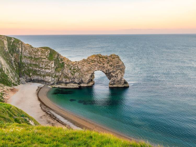 Jurassic coast at sunset 