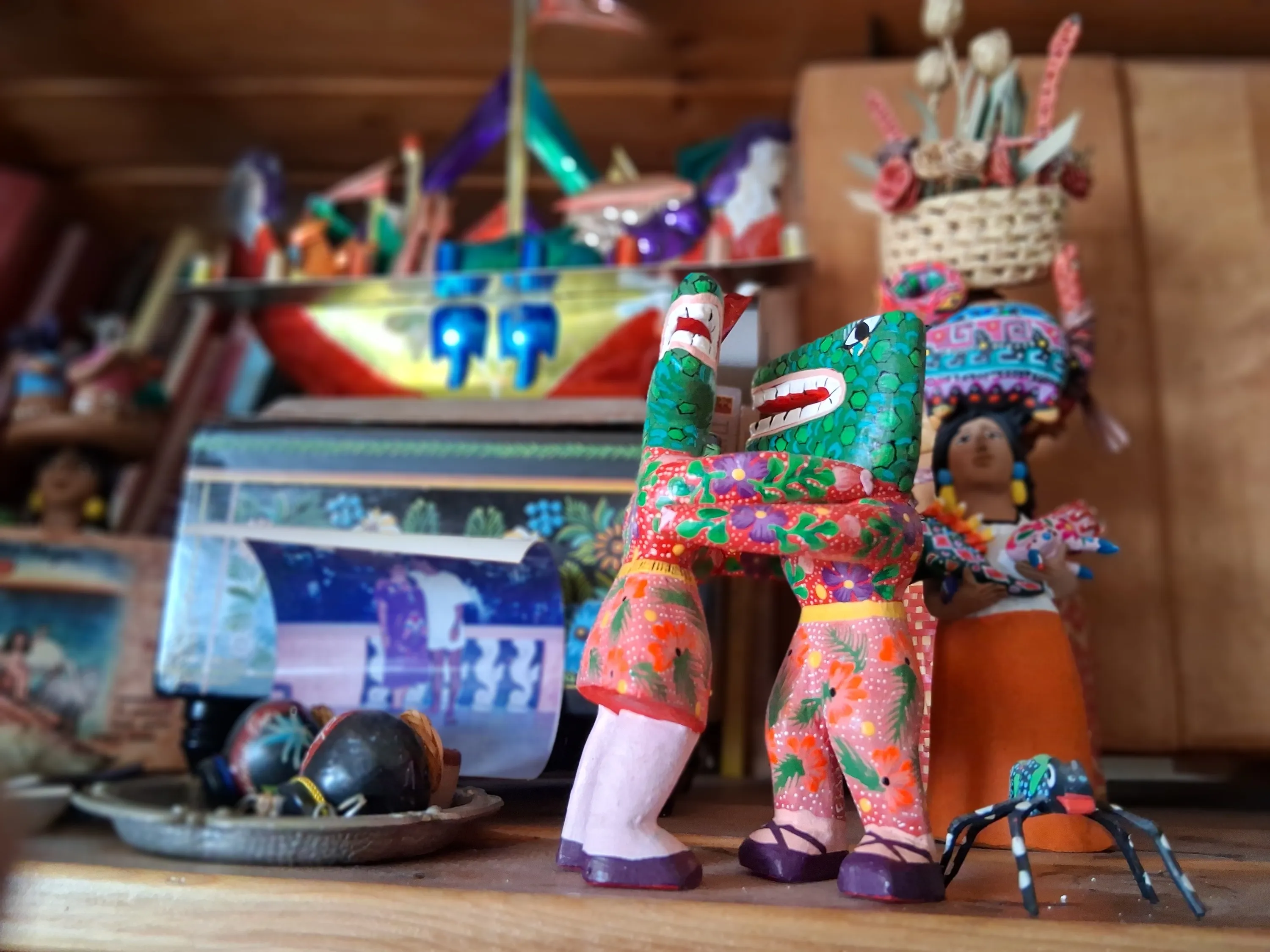 Folk art statues.
