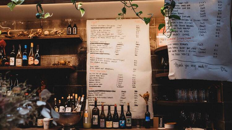 A wine list at Naturellement