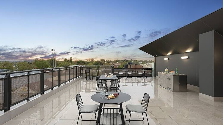 Rooftop with seating at Quest Orange