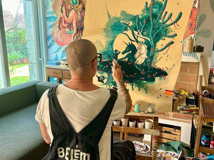 Afternoon: Painting in the studio