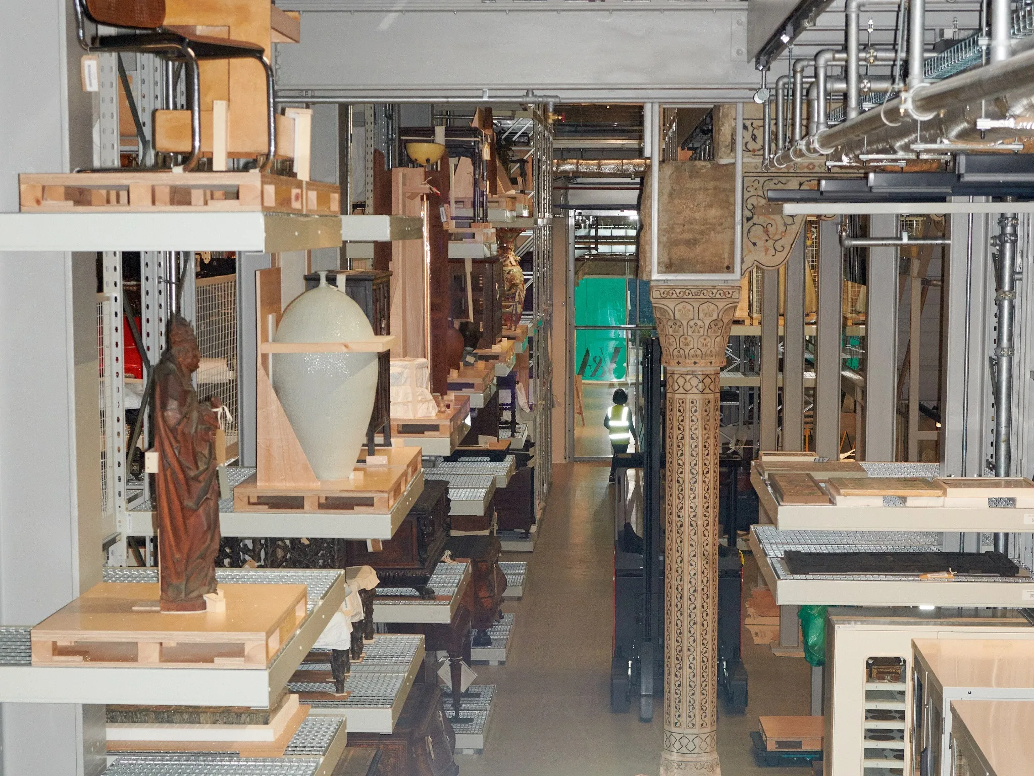 Interior view of V&A East Storehouse during install.