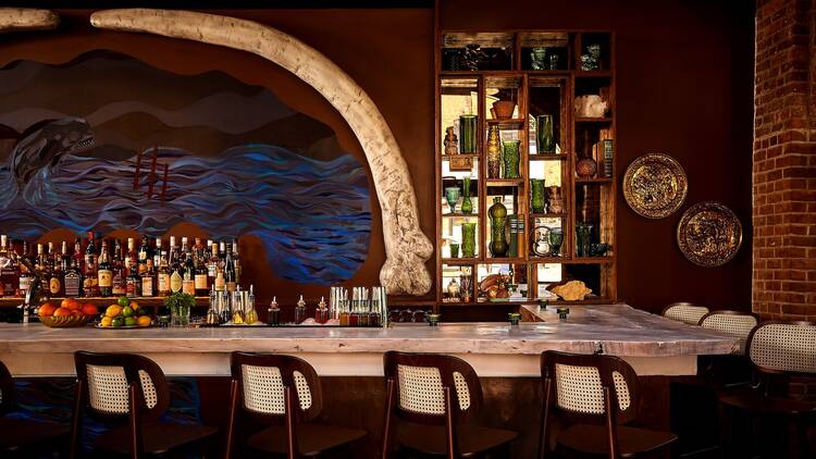 A mural of a whale from "Moby Dick" at Quick Eternity