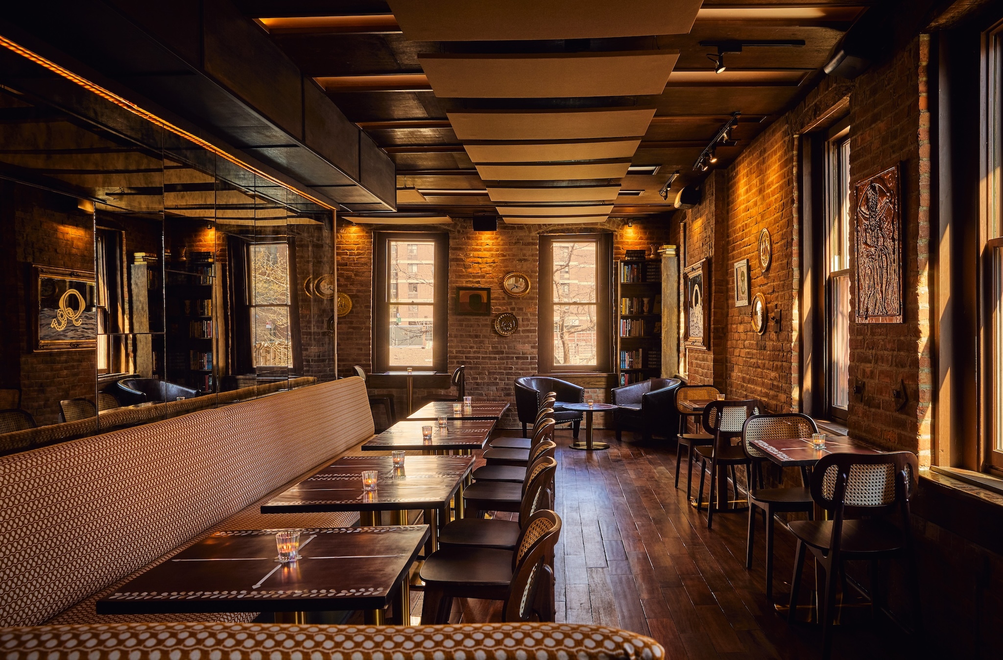 A wooden and brick bar