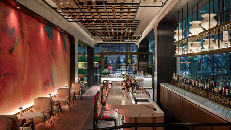 The bar at Mövenpick Hotel Melbourne.
