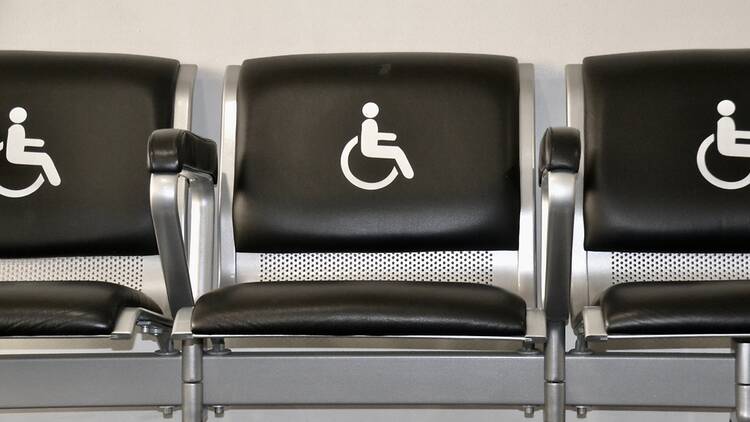 Stock image of accessible seating at an airport