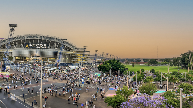 Aerial view of the Accor Stadium and Sydney Olympic Park