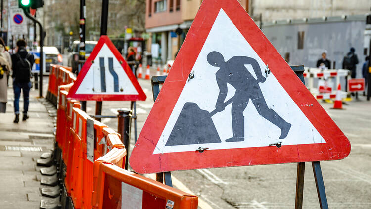Roadworks signs in London