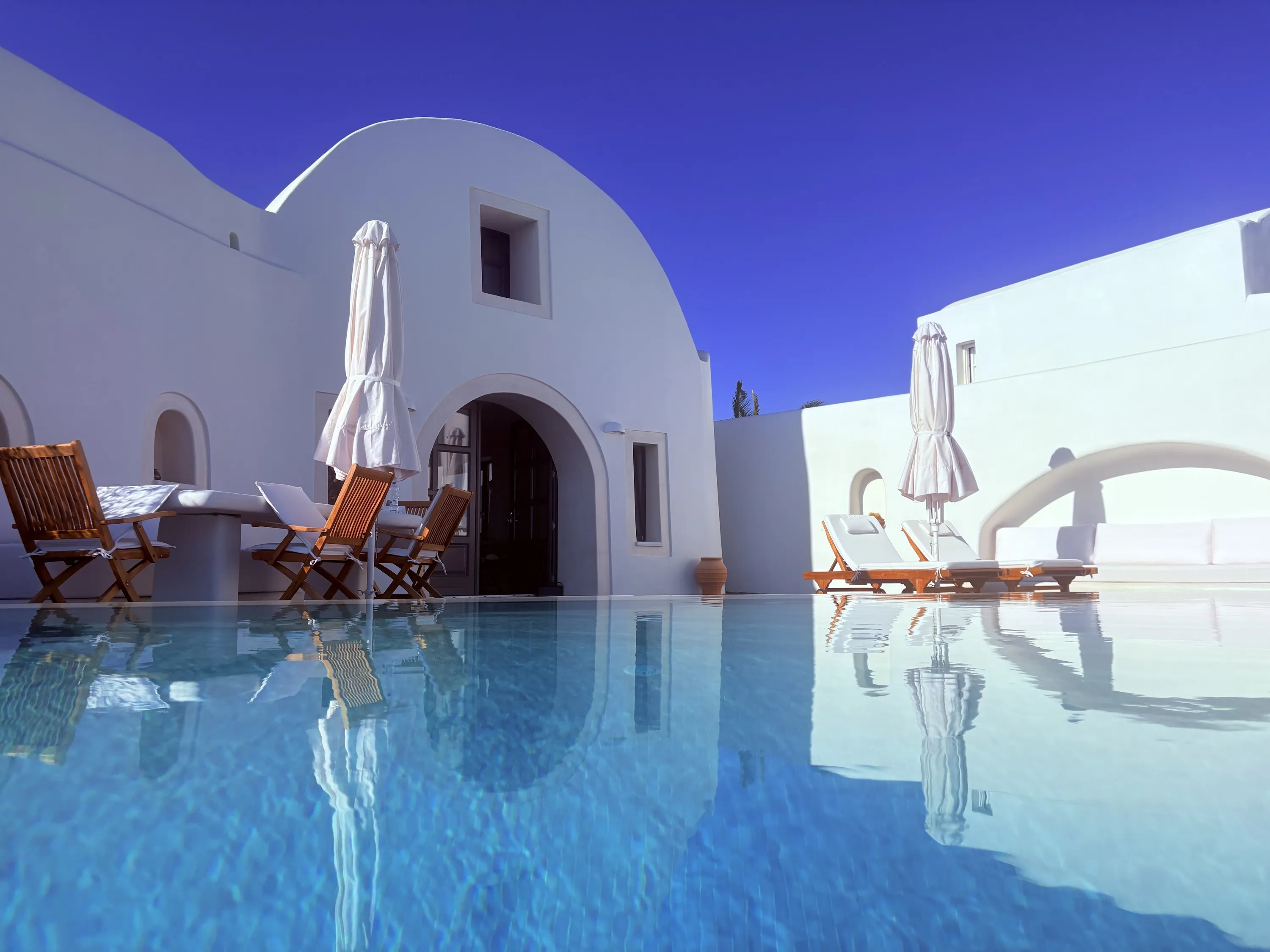 A view of the Perivolas hotel in Santorini