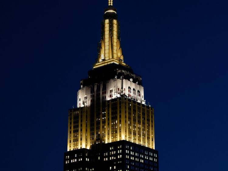 The Empire State Building will shine gold and white tonight to honor the first American Pope The Empire State Building will shine gold and white tonight to honor the first American Pope