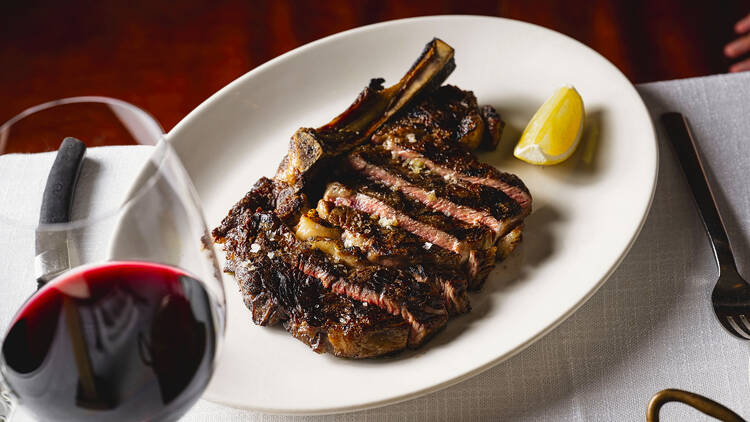 Steak and wine at Rockpool Bar & Grill