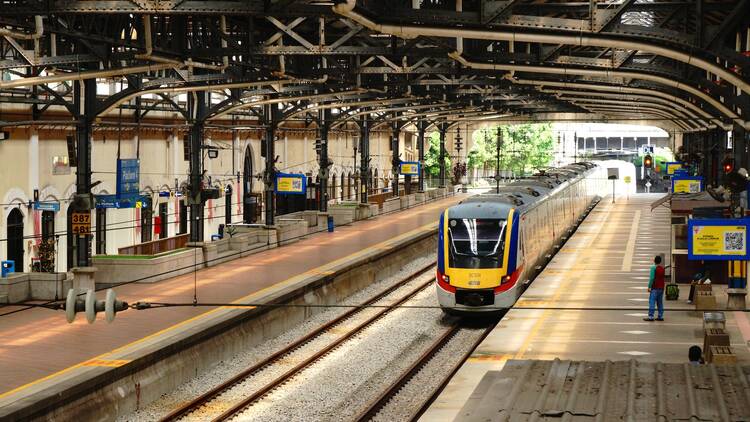 Kuala Lumpur Malaysia - 9 June 2023 : Kuala Lumpur Train Station by KTM go to Batu Caves is a mogote cave temples in Gombak, Selangor, Malaysia. Its most popular Hindu shrines outside India 
