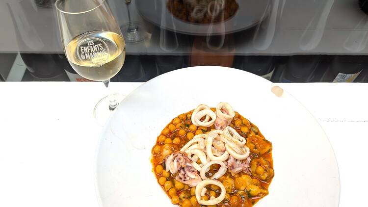 Assiette pois chiche et encornet