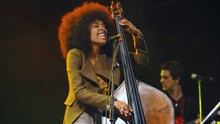 Esperanza Spalding during a performance at Rock in Rio