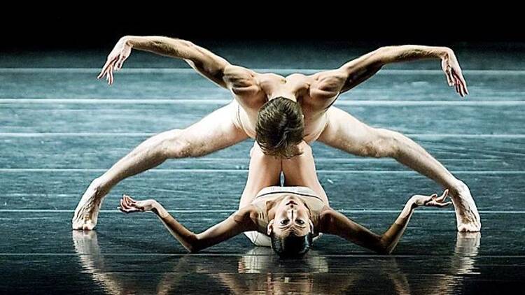 two ballet dancers on stage two ballet dancers on stage