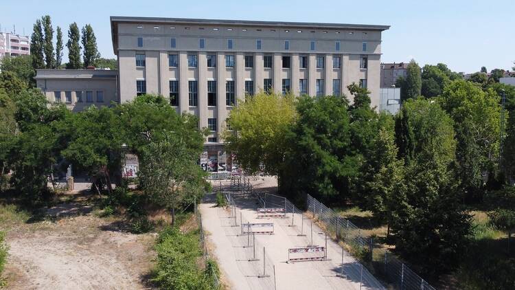 A drone shot of Berghain nightclub in Berlin