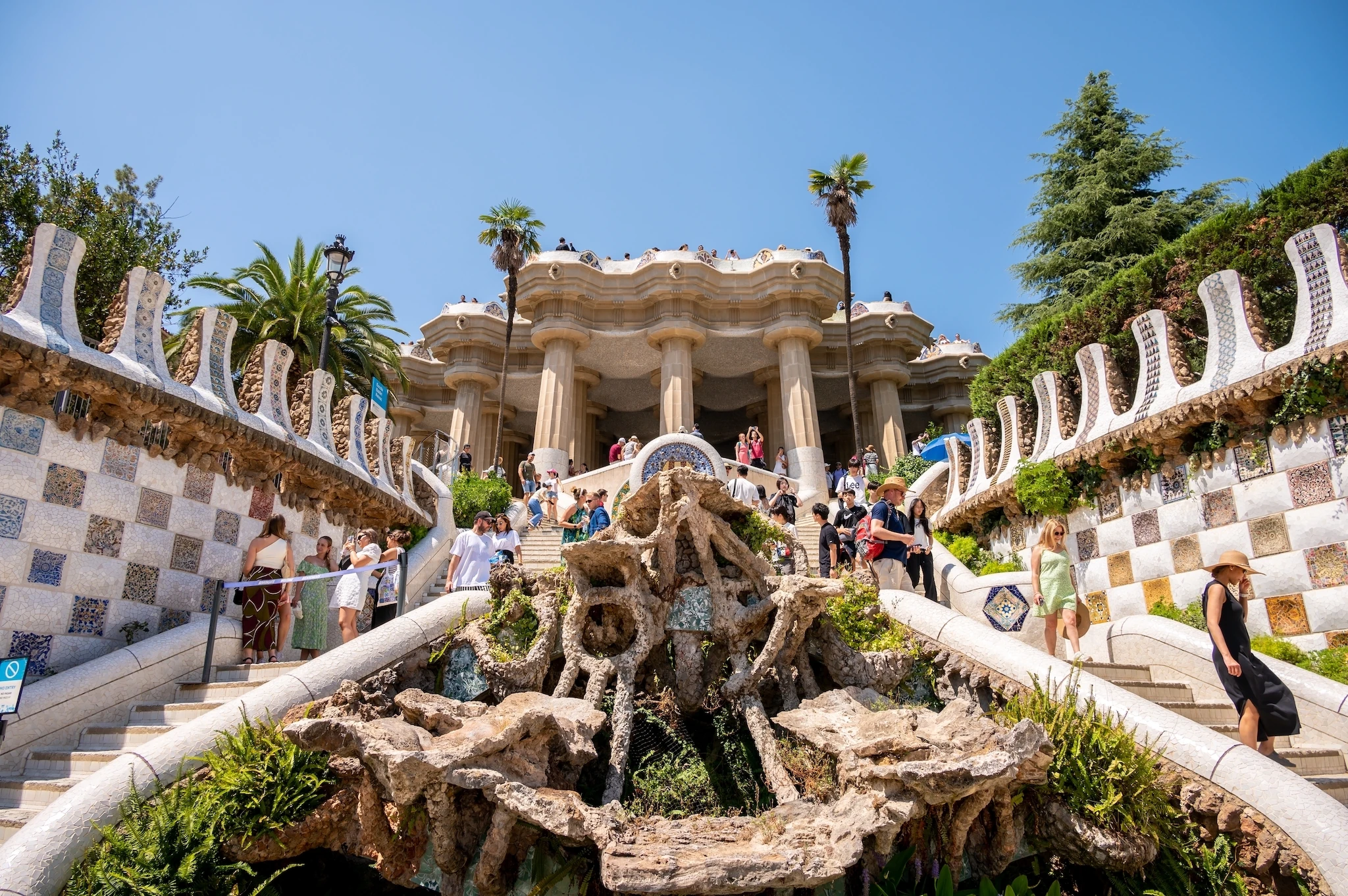 Attractions in Park Guell in Barcelona, Spain