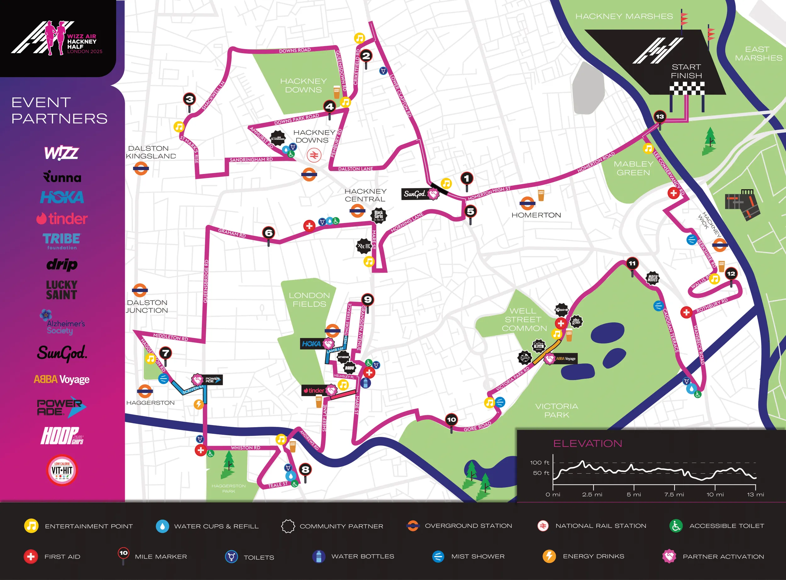 Hackney Half route map 2025