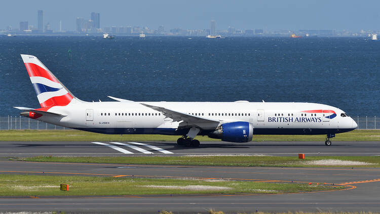 British Airways plane on the runway at Tokyo Haneda airport