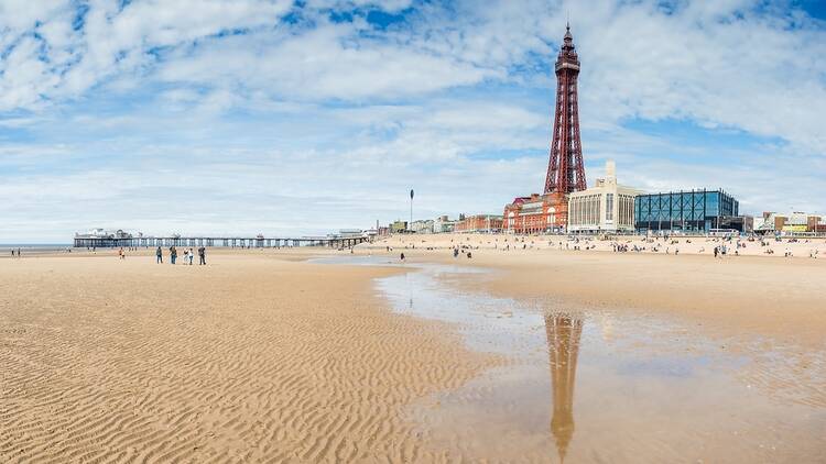 Blackpool beach in England