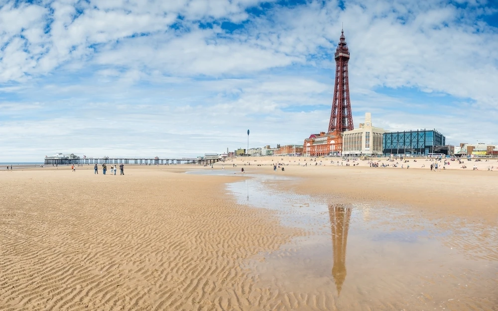 Blackpool beach in England