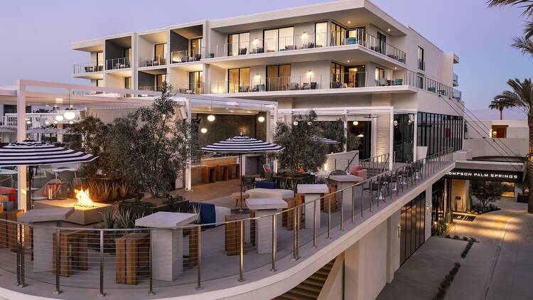 Thompson Palm Springs exterior and pool terrace