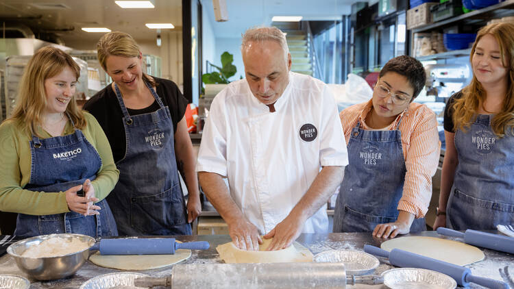 People doing pie making class